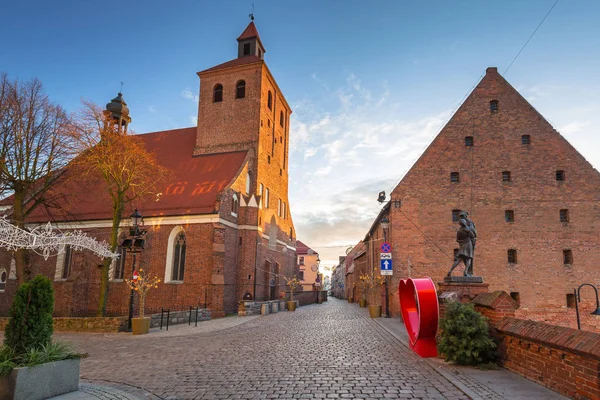 Oude Stad Met Bakstenen Architectuur Bij Zonsondergang Grudziadz Polen — Stockfoto