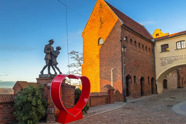 Cidade Velha Com Arquitetura Tijolos Pôr Sol Grudziadz Polónia — Fotografia de Stock