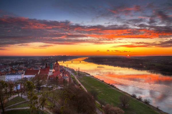 Vieille Ville Grudziadz Vistule Coucher Soleil Voïvodie Kuyavian Poméranie Pologne — Photo