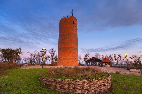 Torre Klimek Nas Ruínas Castelo Grudziadz Entardecer Polônia — Fotografia de Stock