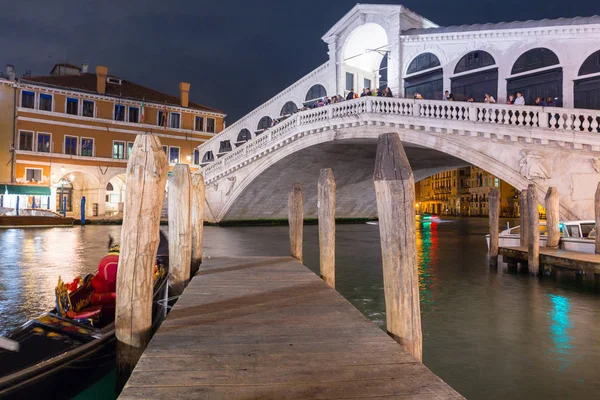 Ponte Rialto Bridge Grand Canal Venice City Night Italy — Stock Photo, Image