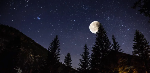 Cielo Estrellado Luna Llena Sobre Los Alpes Italia —  Fotos de Stock