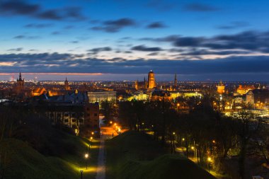 Beautiful cityscape of Gdansk with old town at dawn, Poland.