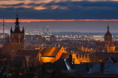 Beautiful cityscape of Gdansk with old town at dawn, Poland.