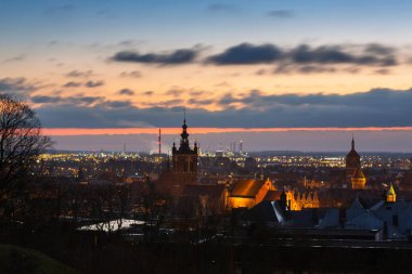 Beautiful cityscape of Gdansk with old town at dawn, Poland.