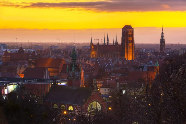 Vacker Stadsbild Gdansk Med Gamla Stan Gryningen Polen — Stockfoto