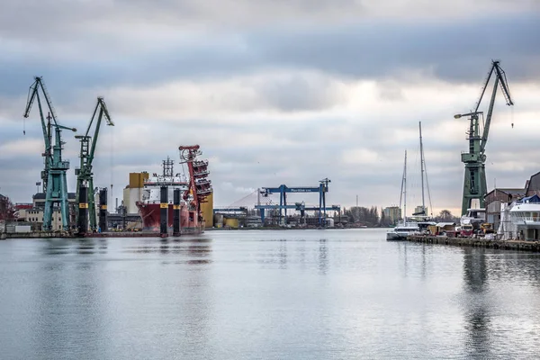 Danzig Polen Dezember 2019 Industrielandschaft Der Ehemaligen Danziger Werft Mit — Stockfoto