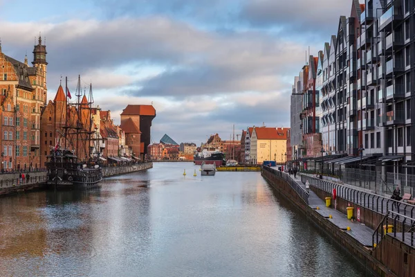 Gdansk Poland December 2019 Beautiful Architecture Gdansk City Motlawa River — Stock Photo, Image