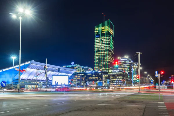 Gdansk Polen December 2018 Olivia Star Skyskrapa Gdansk Oliwa Natten — Stockfoto