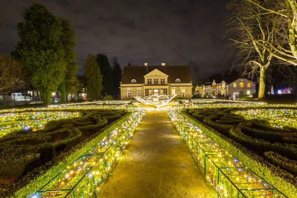 Γκντανσκ Πολωνία Δεκεμβρίου 2019 Όμορφος Χριστουγεννιάτικος Φωτισμός Στο Πάρκο Oliwski — Φωτογραφία Αρχείου
