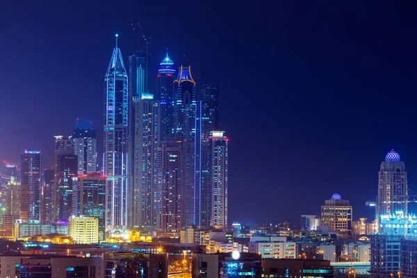 Skyskrapor Dubai Marina Natten Förenade Arabemiraten — Stockfoto