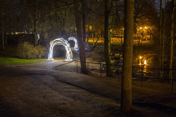 Weihnachtsbeleuchtung Stadtpark Von Danzig Polen — Stockfoto