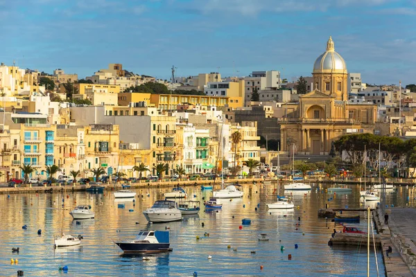 Barche Pesca Tradizionali Nel Porto Turistico Birgu Malta — Foto Stock