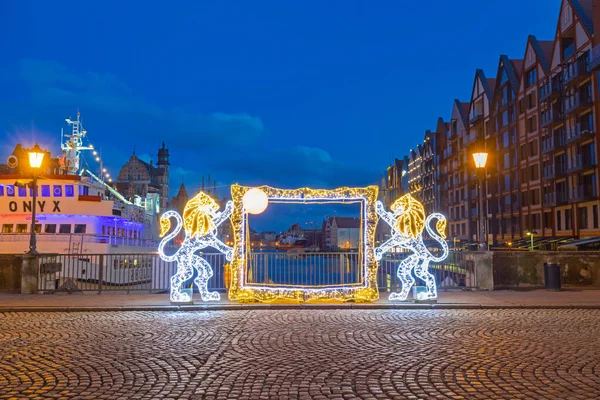 Gdansk Polen Januari 2020 Prachtige Architectuur Van Gdansk Met Kerstbanden — Stockfoto