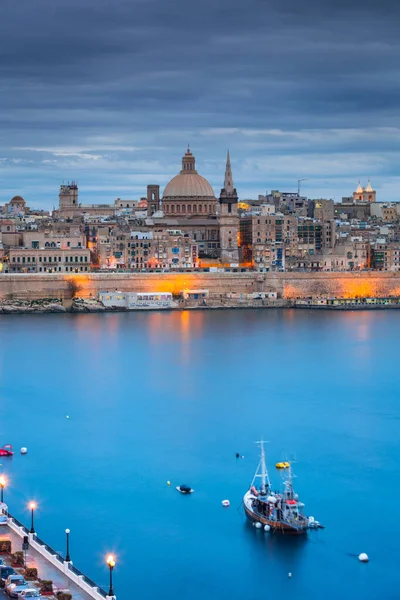 Architektura Valletty Stolicy Malty Zmierzchu — Zdjęcie stockowe