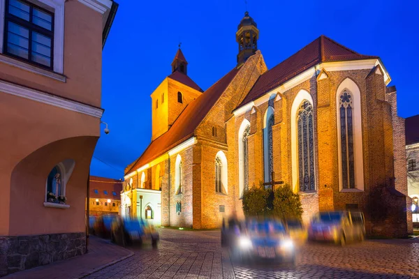 Basiliek Van Sint Nicolaas Grudziadz Nachts Polen — Stockfoto