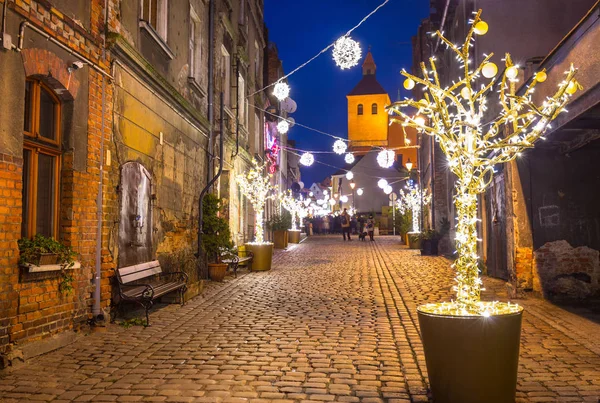 Όμορφα Χριστουγεννιάτικα Στολίδια Στο Δρόμο Του Grudziadz Πολωνία — Φωτογραφία Αρχείου