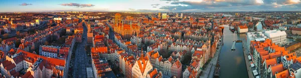 Aerial Panorama Old Town Gdansk Sunrise Poland — Stock Photo, Image