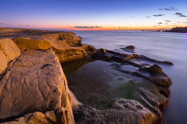 Côte Rocheuse Malte Mer Méditerranée Aube — Photo