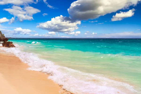 Hermosa Playa Tulum Mar Caribe México — Foto de Stock