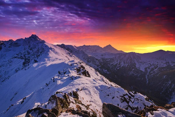 Tatry Szczytem Kasprowy Wierch Zachodzie Słońca Polska — Zdjęcie stockowe