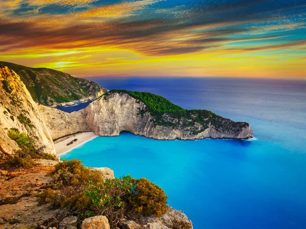 Zakynthos Adası Ndaki Gemi Enkazı Plajı Yunanistan — Stok fotoğraf