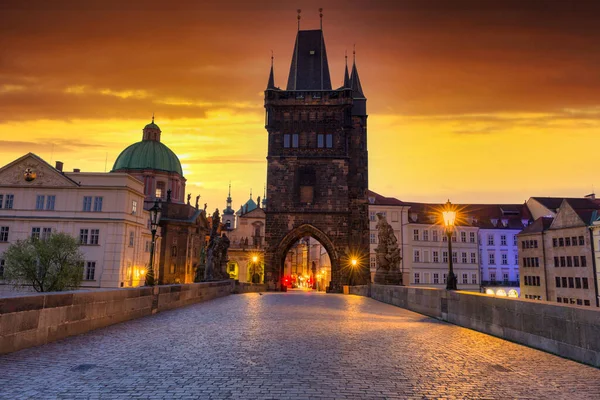 Ponte Carlo Praga All Alba Repubblica Ceca — Foto Stock