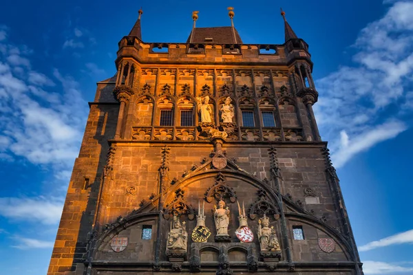 Tower Charles Bridge Prague Sunrise Czech Republic — Stock Photo, Image