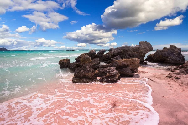 Praia Elafonissi Com Areia Rosa Creta Grécia — Fotografia de Stock