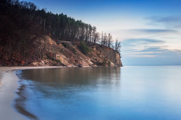 Útes Pláži Baltského Moře Úsvitu Gdyně Orlowo Polsko — Stock fotografie
