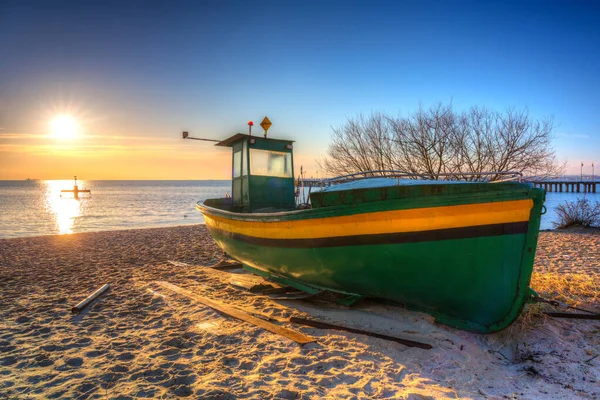 Рибні Човни Узбережжі Балтійського Моря Світанку Гдині Орлово Польща — стокове фото