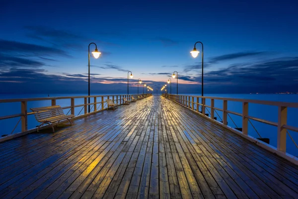 Beautiful Landscape Wooden Pier Gdynia Orlowo Sunrise Poland Royalty Free Stock Images