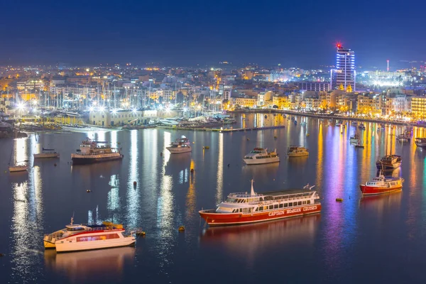 Sliema Malta January 2020 Architecture Harbour Sliema City Night Malta — 图库照片