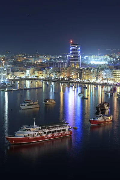 Sliema Malta January 2020 Architecture Harbor Sliema City Night Malta — Stock Photo, Image