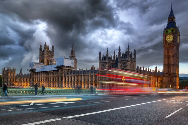 Big Ben Westminster Bridge London Alkonyatkor Egyesült Királyság — Stock Fotó