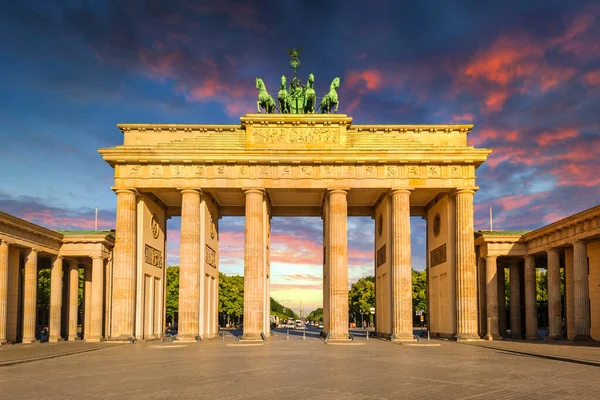 Portão Brandemburgo Berlim Pôr Sol Alemanha — Fotografia de Stock