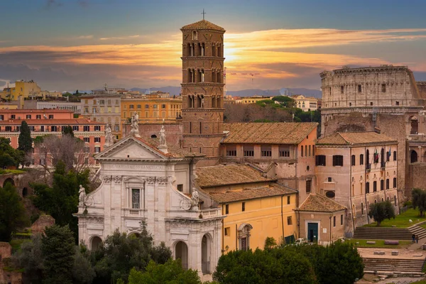 Architecture Old Town Rome Sunset Italy — Stock Photo, Image