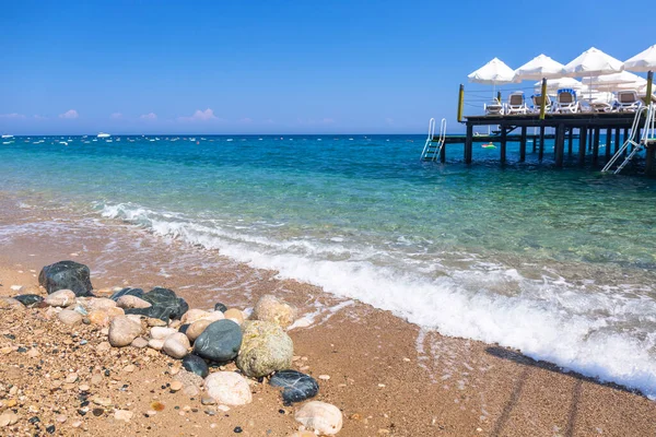 Blauwe Lagune Van Het Strand Aan Turkse Rivièra Buurt Van — Stockfoto