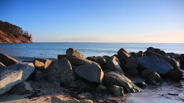 Belo Nascer Sol Sobre Mar Báltico Calmo Polônia — Vídeo de Stock