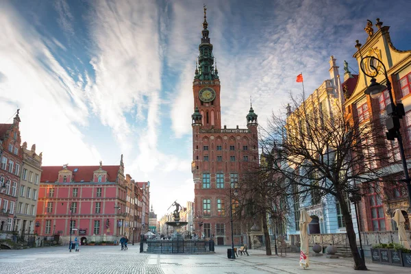 Gdansk Polonya Mart 2020 Günbatımında Coronavirus Salgını Sırasında Eski Gdansk — Stok fotoğraf