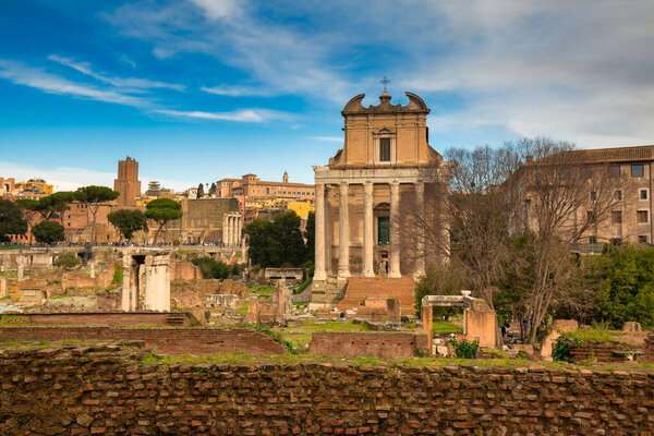 Architecture of the Roman Forum in Rome, Italy