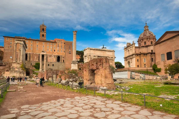 Építészet Forum Romanum Róma Olaszország — Stock Fotó