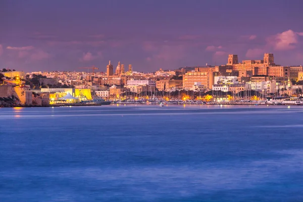 Paesaggio Del Porto Nella Città Gzira All Alba Malta — Foto Stock