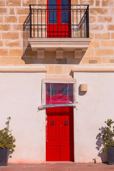 Porte Finestre Colorate Delle Case Tradizionali Maltesi — Foto Stock