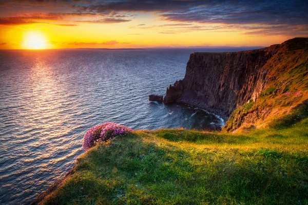 Incroyables Falaises Moher Coucher Soleil Irlande Comté Clare — Photo