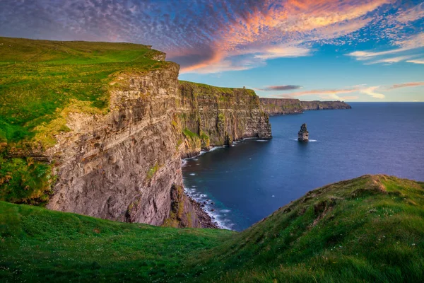 Geweldige Kliffen Van Moher Bij Zonsondergang Ierland County Clare — Stockfoto