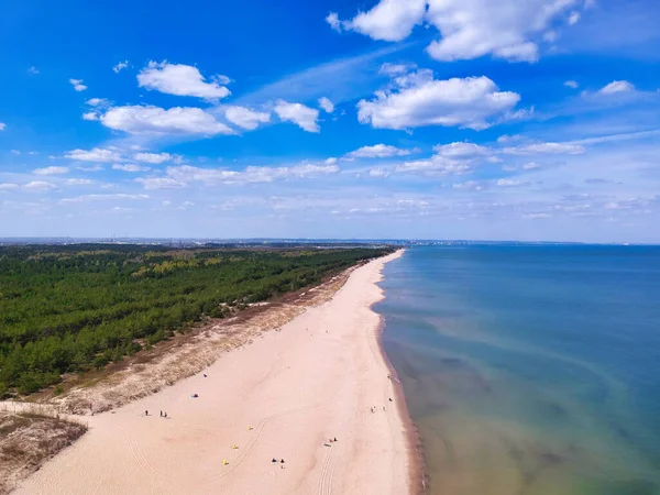 Paesaggio Aereo Della Bellissima Spiaggia Del Mar Baltico Sobieszewo Polonia — Foto Stock