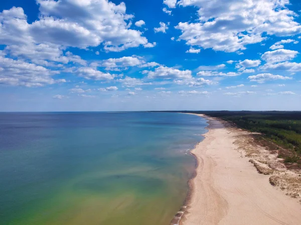 Flygfoto Landskap Den Vackra Stranden Vid Östersjön Sobieszewo Polen — Stockfoto