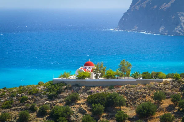 Hermosa Costa Creta Con Laguna Azul Grecia —  Fotos de Stock