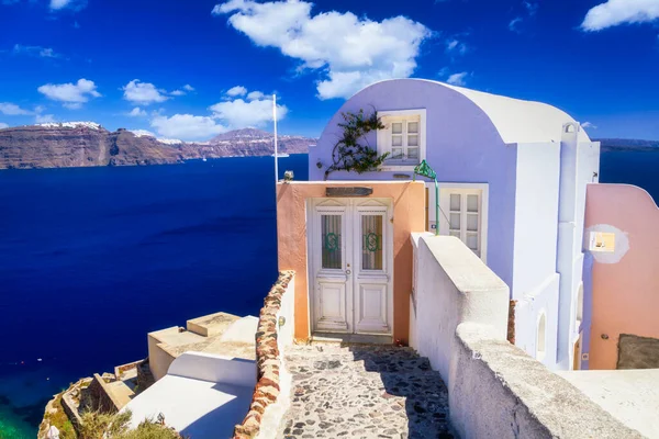 Biała Architektura Miasta Oia Wyspie Santorini Grecja — Zdjęcie stockowe